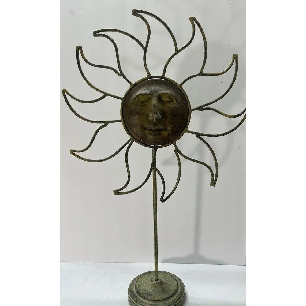 Vintage Celestial Sun Face/Mirror On Stand Metal 24